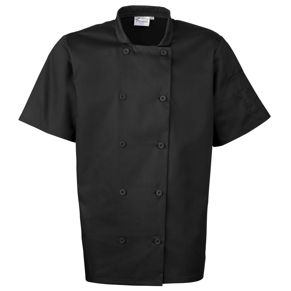 Premier (Xxl, Black) Unisex Short Sleeved Chefs Jacket / Workwear