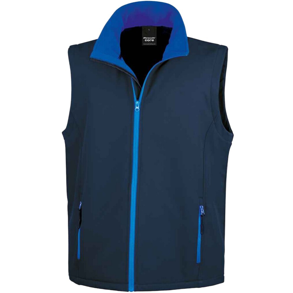 Result (S, Navy/Royal Blue) Mens Core Printable Soft Shell Bodywarmer