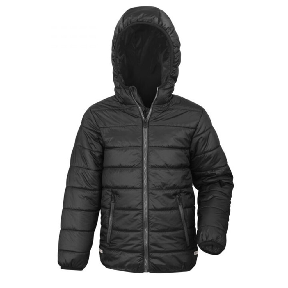 Result (L, Black) Core Childrens/Kids Junior Padded Showerproof & Windproof Jacket