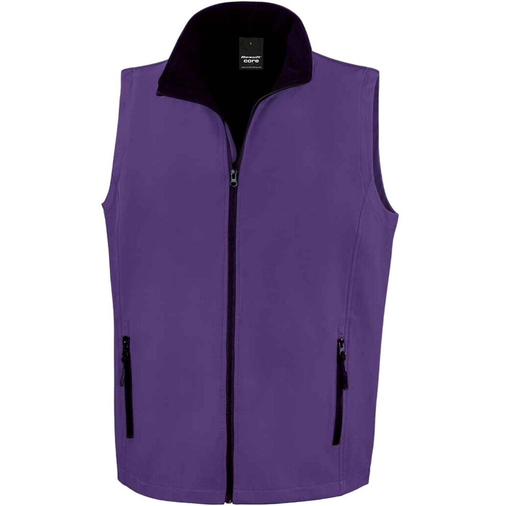 Result (S, Purple/Black) Mens Core Printable Soft Shell Bodywarmer