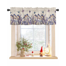Linen valance curtains purple lavender bird butterfly