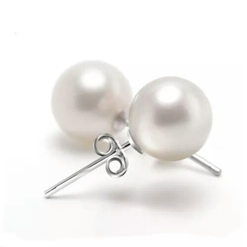 South Sea Shell Pearl Earrings Silver Stud 6 Colors 10mm