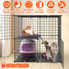 Indoor Cat Cage 2-Tier Detachable Playpen for 1-2 Cats