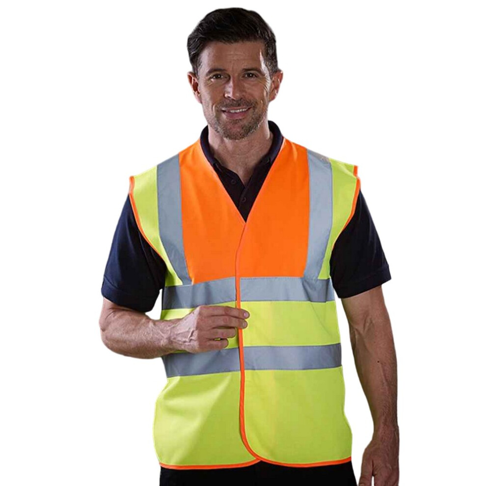 (L, Orange/Yellow) Yoko Mens Band & Brace Hi-Vis Waistcoat 5063527887788
