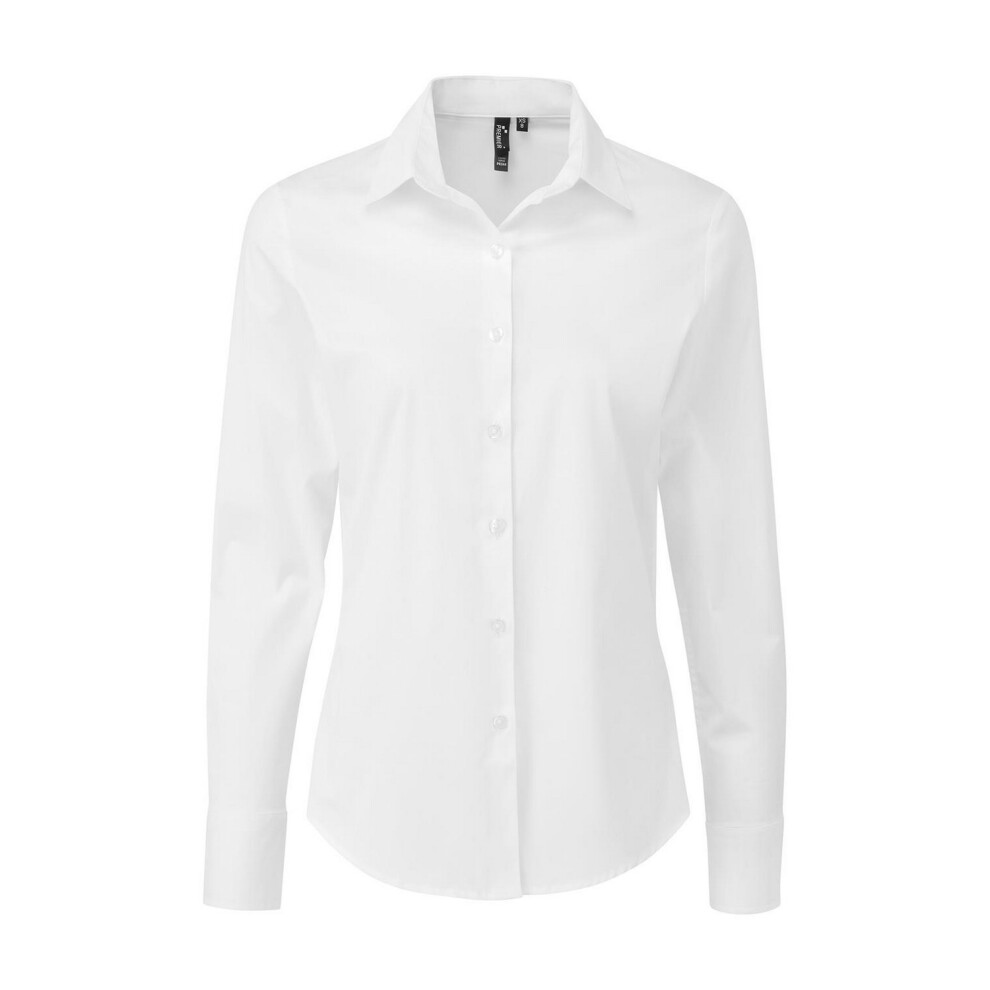 Premier (16 Uk, White) Womens/Ladies Poplin Stretch Long-Sleeved Shirt