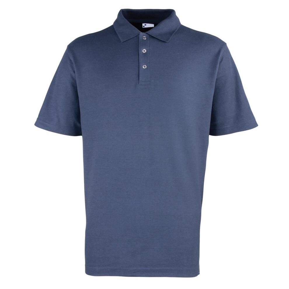 Premier (5Xl, Navy) Mens Pique Stud Front Polo Shirt