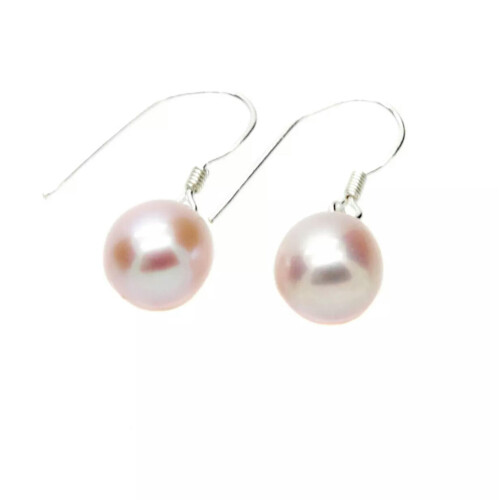 Pearl Drop Earrings Sterling Silver 7-8mm Lavender