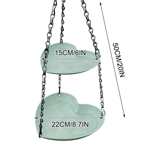 Double Layer Hanging Bird Bath Bowl Weather-Resistant for 2