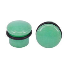 Green Single Flared Ear Plug Tunnel Natural Stone Mushroom