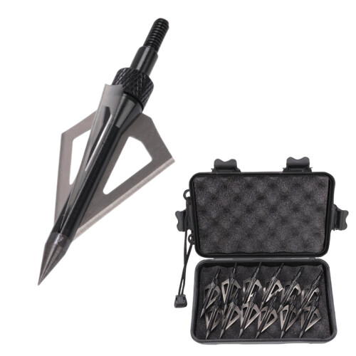 Crossbow Broadheads 3-Blade 12 Pack with Storage Box