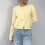 Women's Solid Knit Cardigan Long Sleeve Button Front Yellow 4