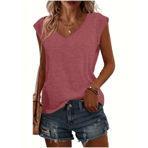 Women's V-Neck Cap Sleeve Tank Tops 3-Pack 2