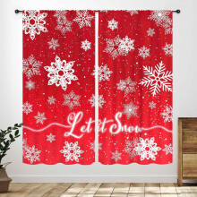 Christmas Curtains 2 Panel Red White Floral Snowflake 84x63