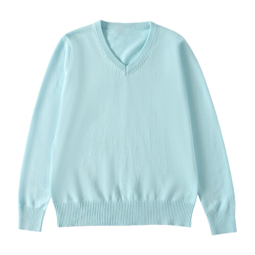 Unisex V-Neck Pullover Sweater Light Blue 4-10 Years
