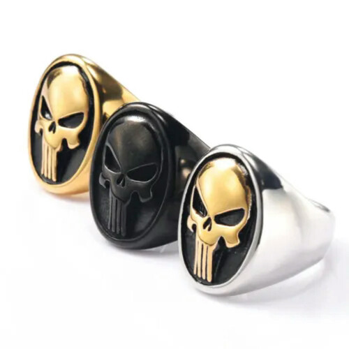 Punisher Skull Ring Stainless Steel Size 7-13 1