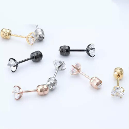 Women's Earrings Delicate Studs Rose Gold 5mm Zircon 2