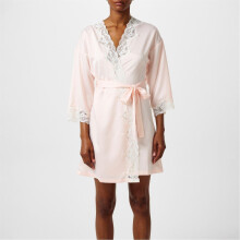 (12 UK, Pink) Ralph Lauren Womens/Ladies Satin Lace Trim Robe