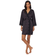 (12 UK, Black) Ralph Lauren Womens/Ladies Satin Lace Trim Robe