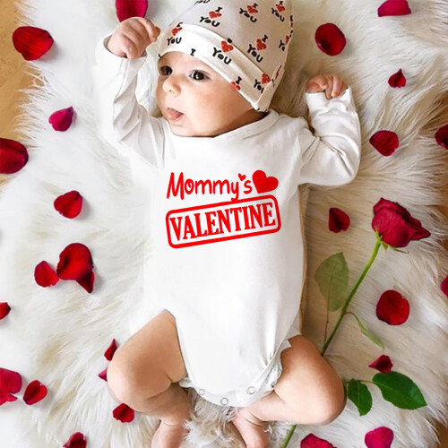 Unisex Valentine's Day Baby Romper White 6M 2