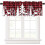 Christmas Kitchen Curtains Set Red Black Grid Snowflake Elk 4