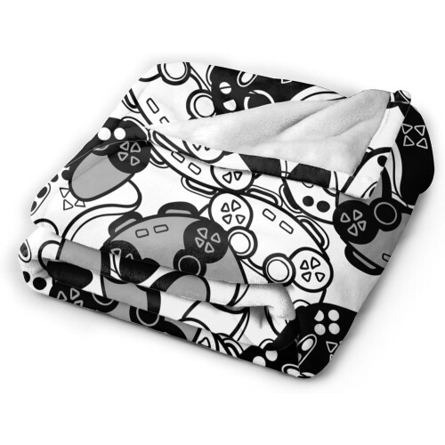 Black and White Game Joystick Throw Blanket Ultra-Soft 2