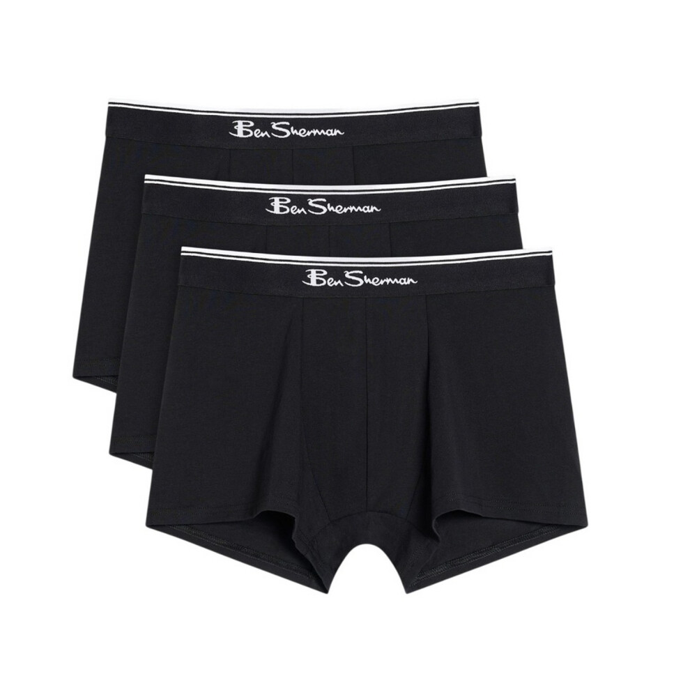 Ben Sherman (M, Black) Mens Mod Signature Stripes Boxer Shorts (Pack Of 3)