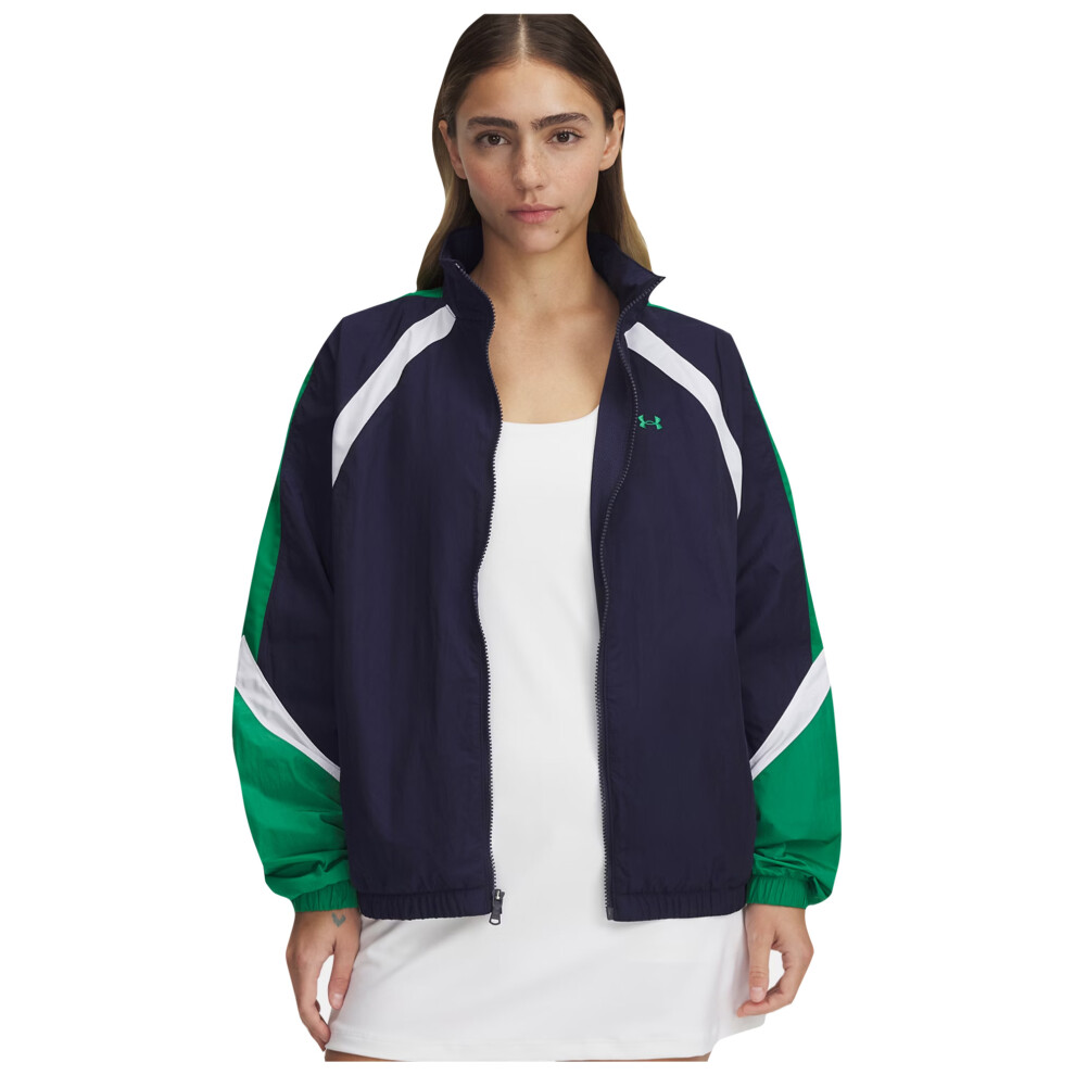 Under Armour Women's Blue/Green/White Icon Crinkle Jacket - 14 Uk - 100% Mixed - Image 2