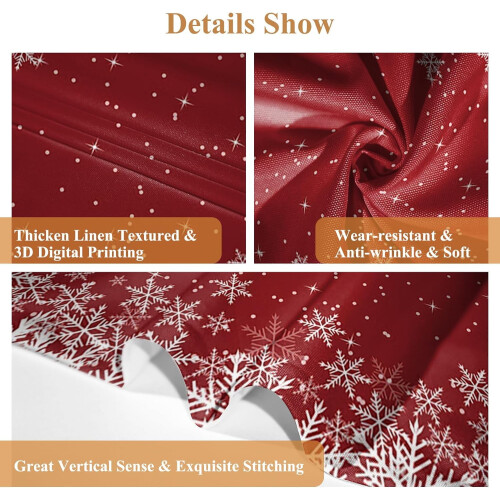 Renaiss Red Christmas Kitchen Curtains Snowflake Pattern 1