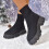 Black Women's Mesh Sock Boots Winter Casual Chunky Heel 4
