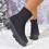 Black Women's Mesh Sock Boots Winter Casual Chunky Heel 5