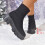 Black Women's Mesh Sock Boots Winter Casual Chunky Heel 6