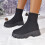 Black Women's Mesh Sock Boots Winter Casual Chunky Heel 2