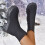 Black Women's Mesh Sock Boots Winter Casual Chunky Heel 8