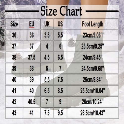 Black Women's Mesh Sock Boots Winter Casual Chunky Heel 2