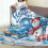 Light Blue Christmas Tree Snowman Throw Blanket Flannel 6