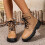 Khaki Women's Ankle Boots PU Leather Side Zipper Round Toe 5