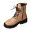 Khaki Women's Ankle Boots PU Leather Side Zipper Round Toe 1