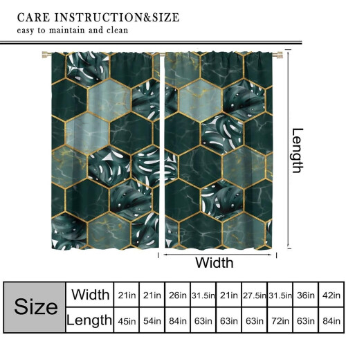 Marble Curtains Hexagon Gold Green Texture Rod Pocket 2