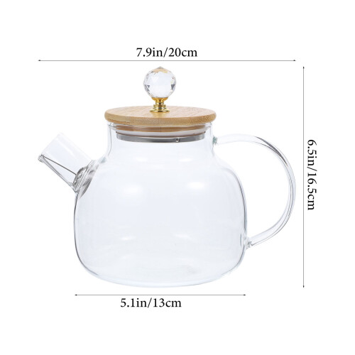 WINOMO Borosilicate Glass Teapot Round Simple Chic 1 Pack 1