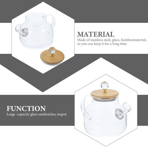 WINOMO Borosilicate Glass Teapot Round Simple Chic 1 Pack 2
