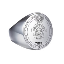 Stainless Steel Zodiac Wedding Band Silver Virgo Size 9