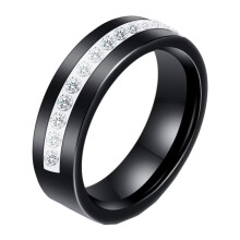 Women's Ceramic Ring with Cubic Zirconia Inlay Black Size 6