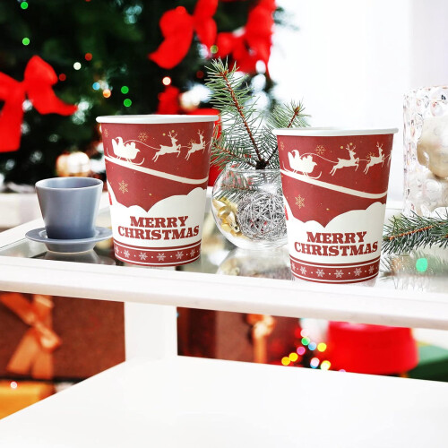 Christmas Reindeer Plaid Paper Cups 20 pcs Thickened 2