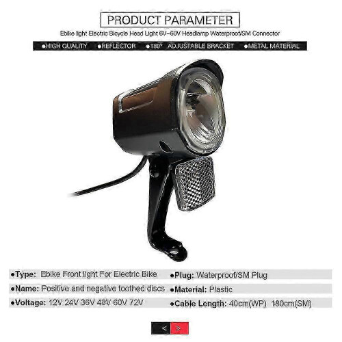 LED Headlight compatible with Electric Bikes and E-scooters with Waterproof Connector 2