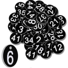 Black Plastic Numbered Tokens 1-50 compatible with Tables, Lockers, and Storage Organization