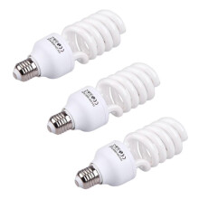 3x E27 45W 5500K Daylight White Studio Bulb - Compact Light compatible with Photography and Video