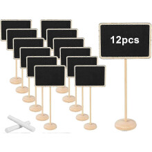 12pcs Wooden Chalkboard Food Labels With Stand compatible with Cafe Bakery Bar
