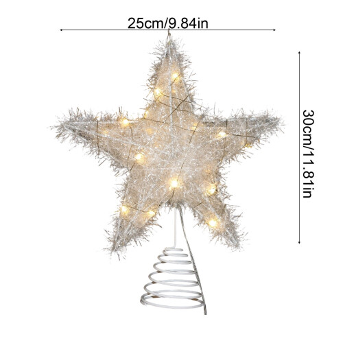 Lighted Silver Iron Star Christmas Tree Topper 1 Pack 2