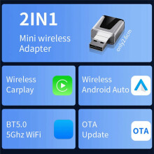 Draadloze CarPlay-Adapter, 2-in-1 Draadloze CarPlay & Android Auto-Adapter Converteert Fabrieksmatig Bekabelde CarPlay Naar Draadloos