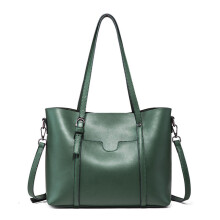Borsa Tote in Pelle Vegan Morbida Verde Scuro, Shopper Grande Capienza con Tracolla Regolabile per Lavoro, Viaggio e Uso Quotidiano